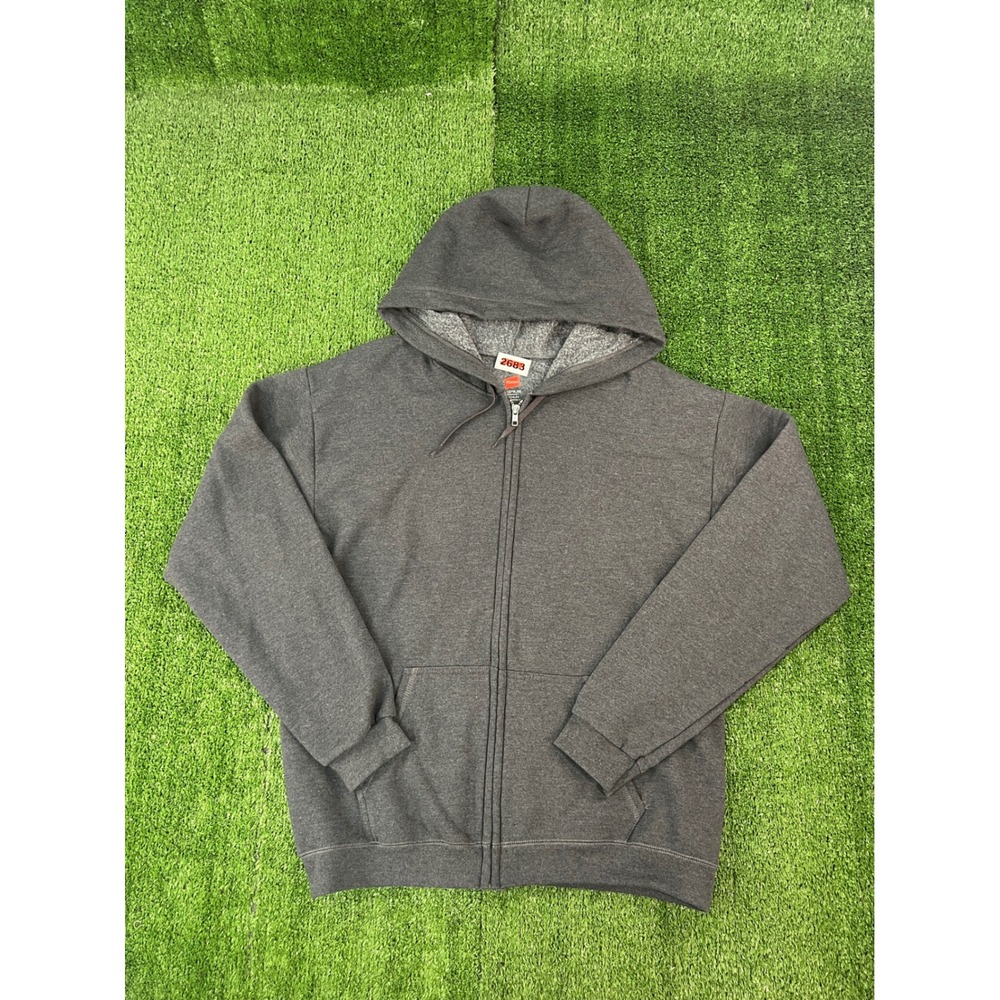 Hanes Premium EcoSmart Mens Medium Charcoal Grey Full Zip Fleece Hoodie